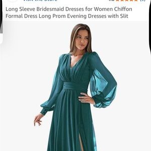 Elegant Teal Evening Dress with Slit